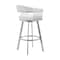 Armen Living Bronson 29" White Faux Leather and Brushed Stainless Steel Swivel Bar Stool 721535762255 - alternate 3
